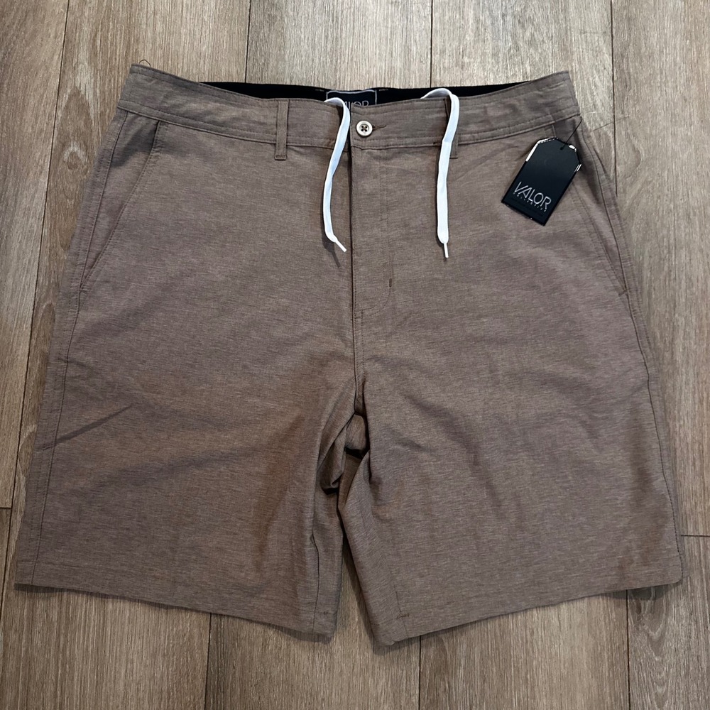 Valor Collective Mens Hybrid Shorts Brown Heathered Stretch Size 36 DTJH232028